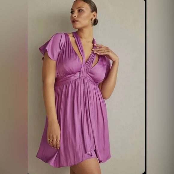 Anthropologie Dresses & Skirts - NWT Anthropologie Deep V purple mini dress